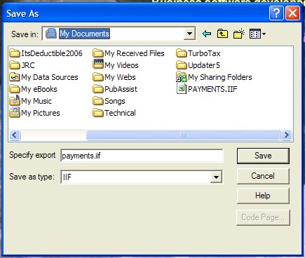 Figure 3 - Choose a filename and path for the export.