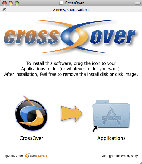 (Screen shot of installer for CrossOver Mac)
