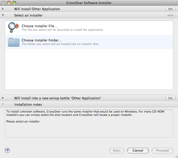 (Screen shot of CrossOver installer)