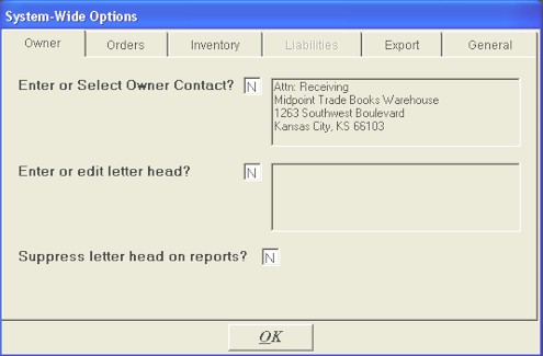 System Wide Option with new Owner Contact